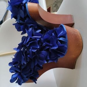 Zadie royal blue silk flowers shoes